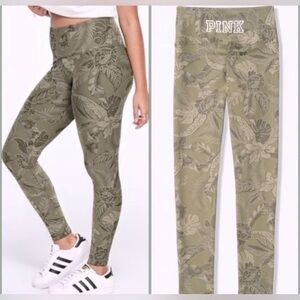 PINK VICTORIAS SECRET Women’s Camo Green Tropical Leaf Print Yoga Leggings